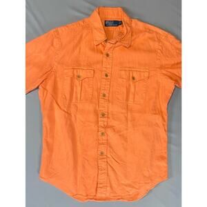 Ralph Lauren Polo Vintage Flap Pocket SS Linen Blend Button Front Shirt. Men's L